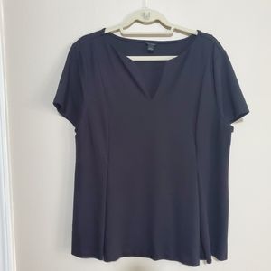 Ann Taylor Short Sleeve Black Peplum Top